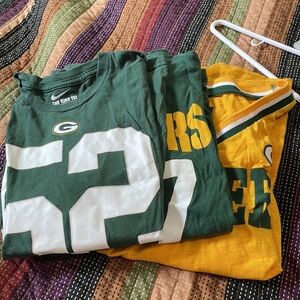 Green Bay packers 3 tshirts‎ green yellow womans kids nike short sleeve nfl